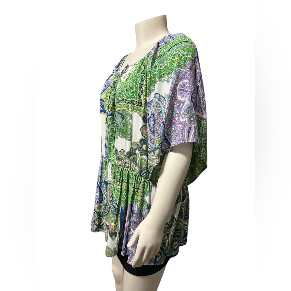 NWT Karen Kane Ruffle Hem Peasant Top Breezy Sleeves Boho-inspred - Picture 5 of 12
